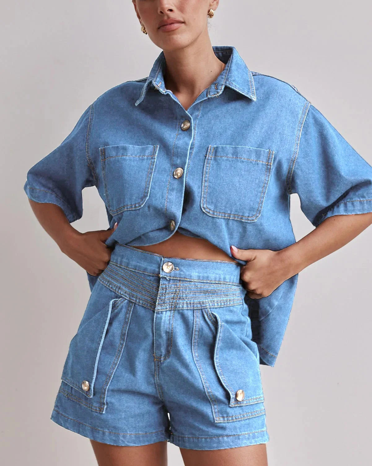 100% Cotton Denim Outfit for Women - Casual Chic Set for Everyday Wear