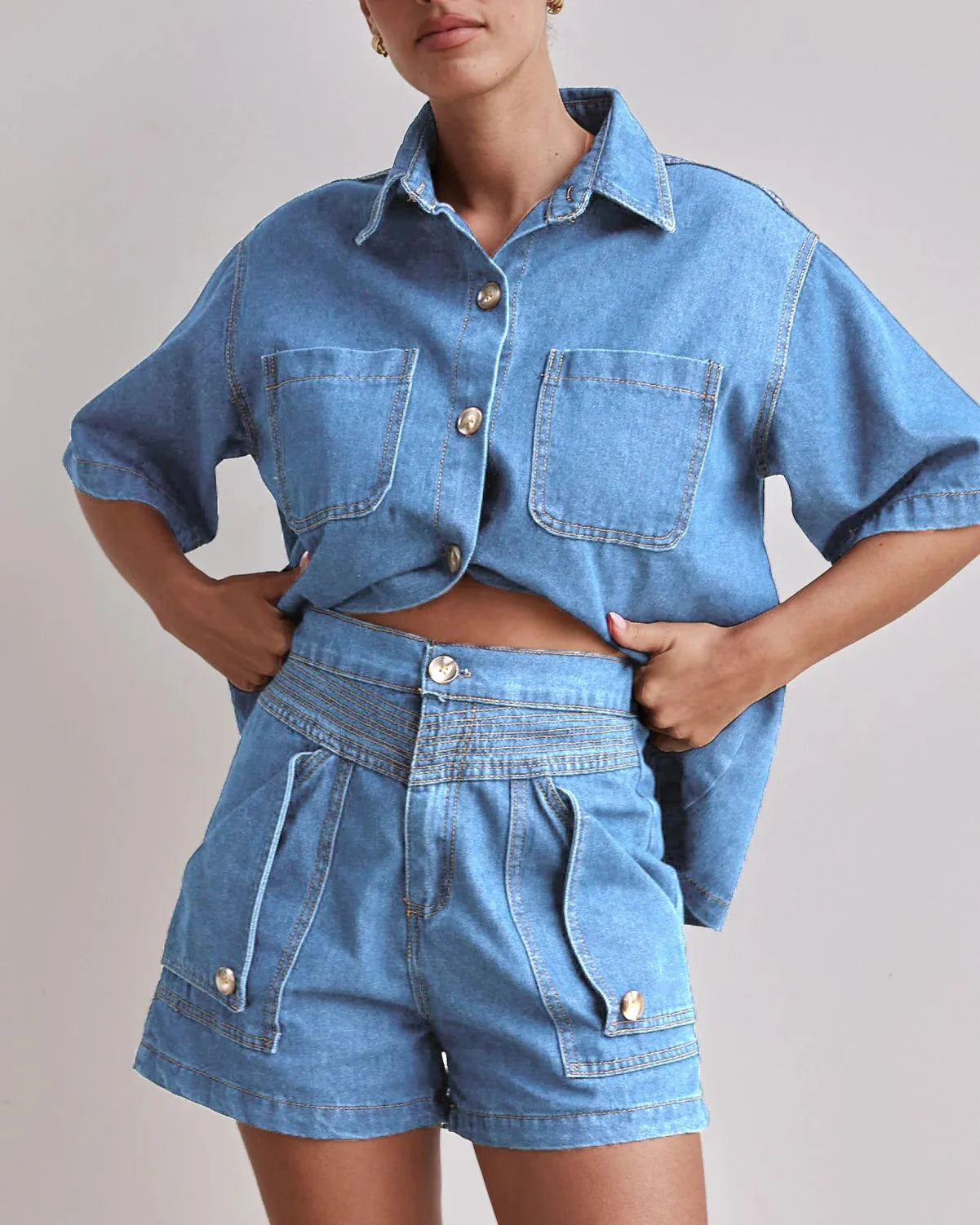 100% Cotton Denim Outfit for Women - Casual Chic Set for Everyday Wear