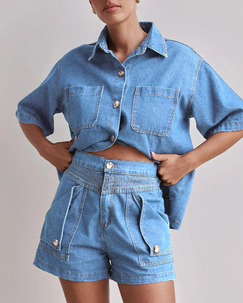 100% Cotton Denim Outfit for Women - Casual Chic Set for Everyday Wear