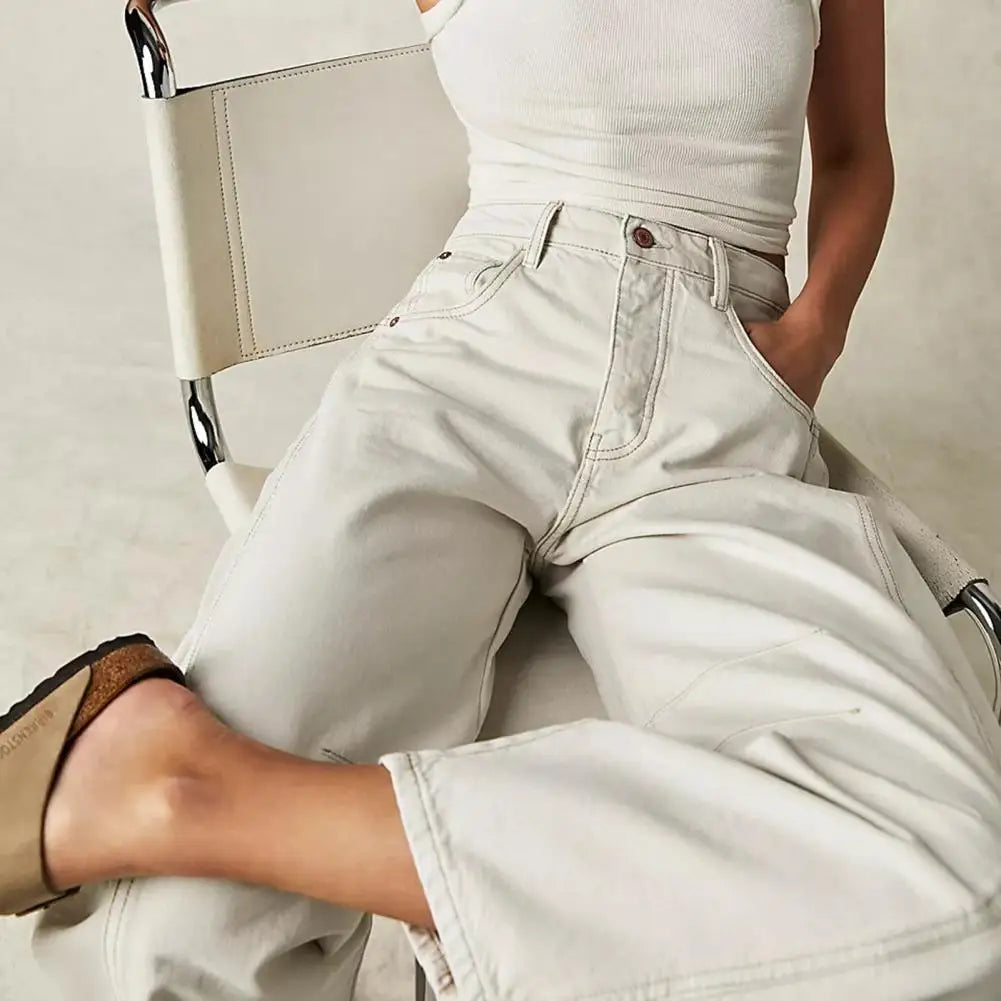 Barrel-Leg Denim Jeans for Women | Comfortable Cotton Blend | Casual Everyday Wear | Available in Multiple Sizes