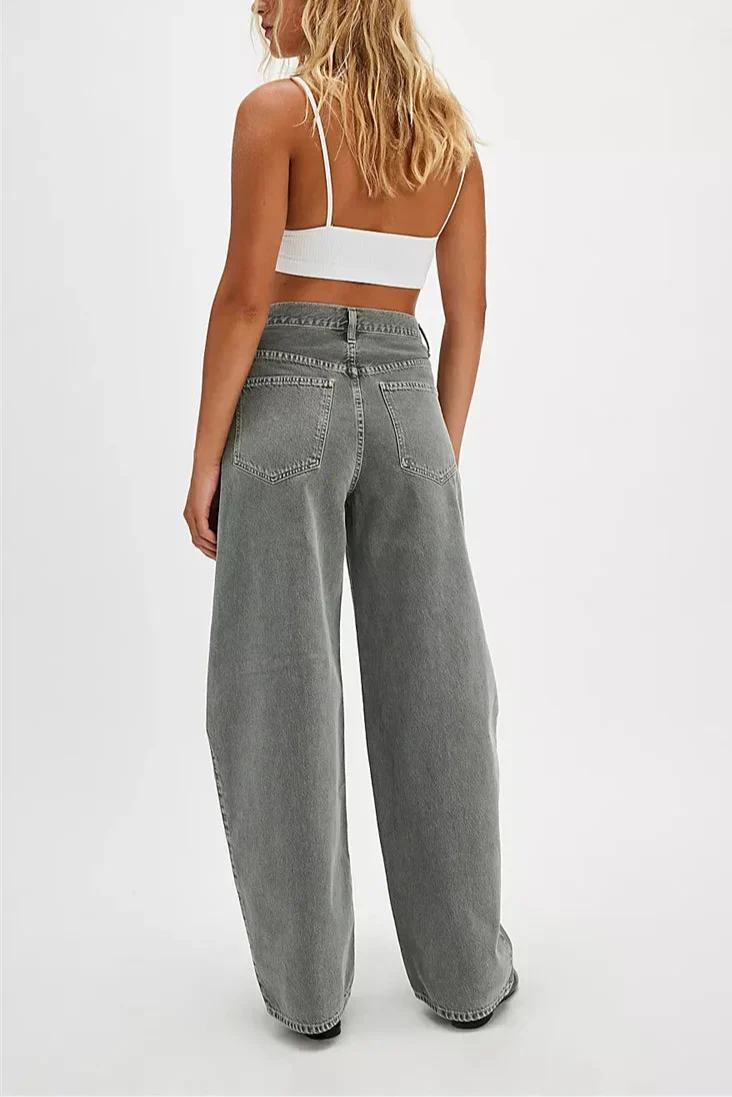Barrel Leg Denim Jeans for Women - Comfortable Cotton Blend Casual Wear - Available in Multiple Sizes