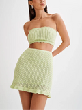 Beach Knit Set - Soft Cotton Blend - Casual Summer Outfit for Women - Two-Piece Lounge Wear