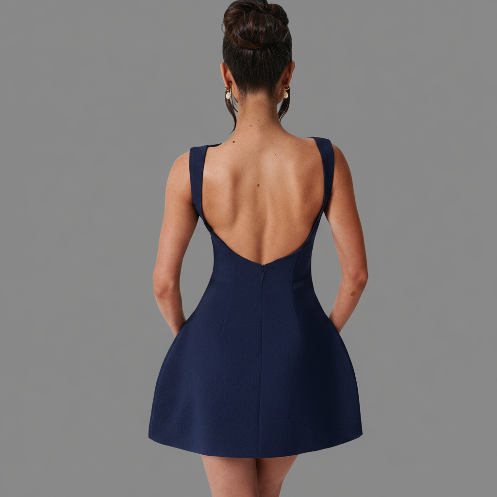 Boat Neck A-Line Mini Dress in Soft Cotton for Casual Outings and Summer Events