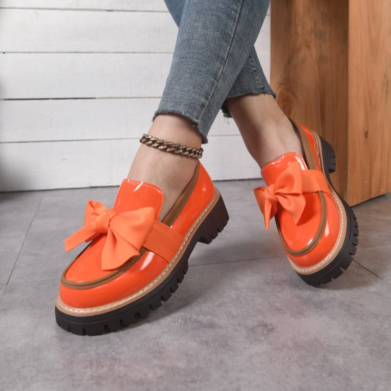 Bowknot Retro Thick-Soled Shoes
