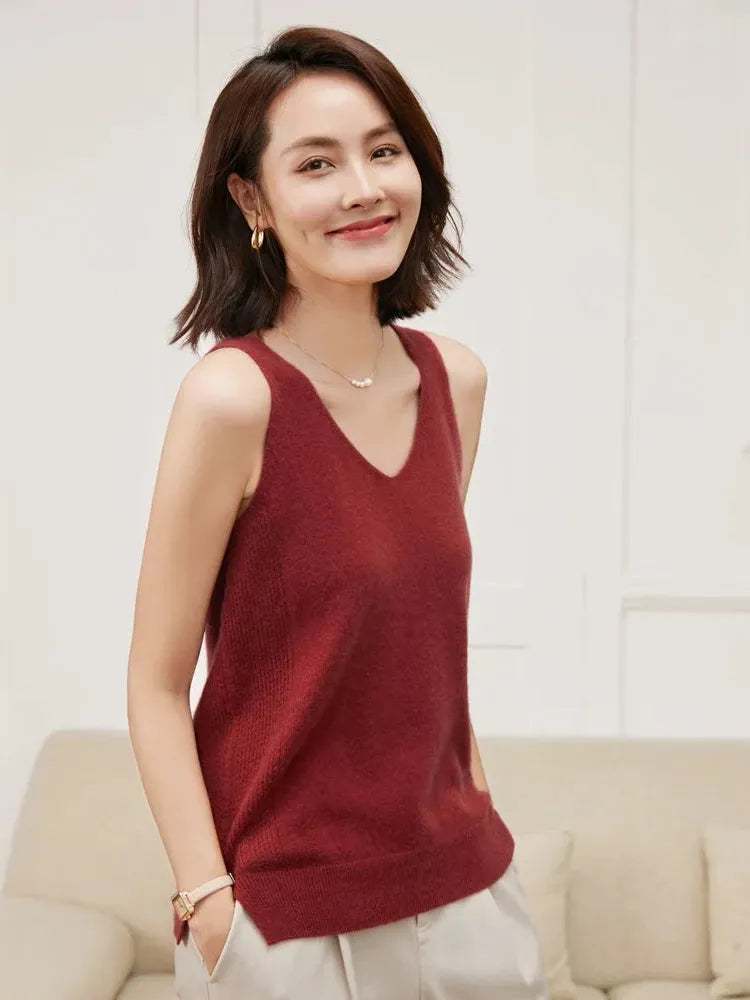 Cashmere V-Neck Sweater for Women - Soft, Lightweight Knit - Perfect for Casual Wear or Layering