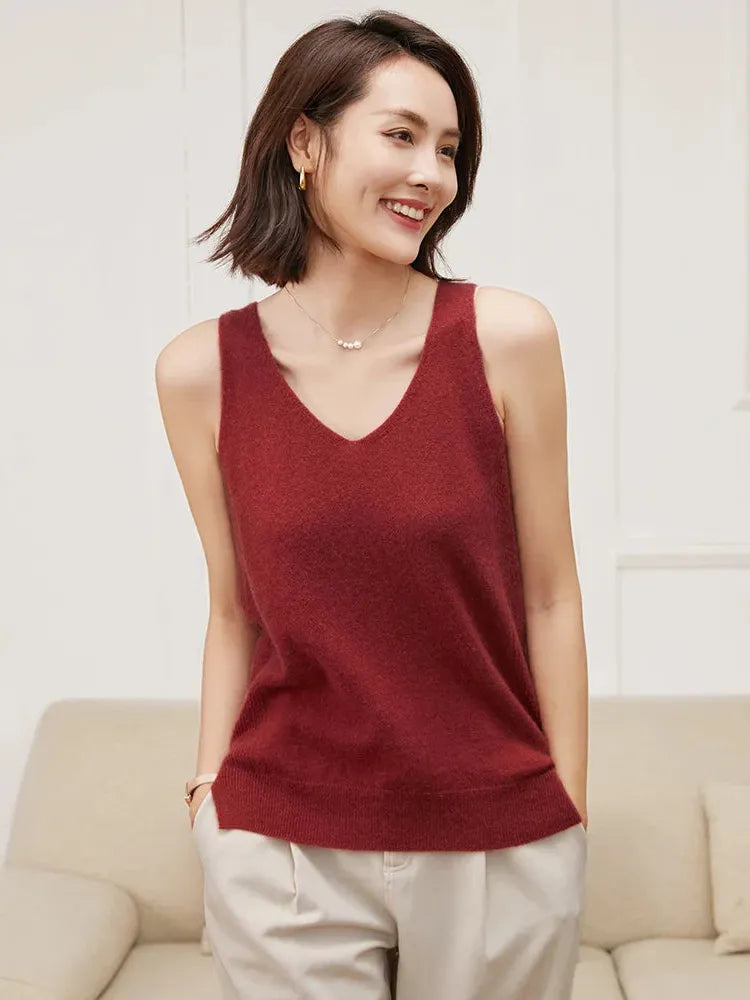 Cashmere V-Neck Sweater for Women - Soft, Lightweight Knit - Perfect for Casual Wear or Layering