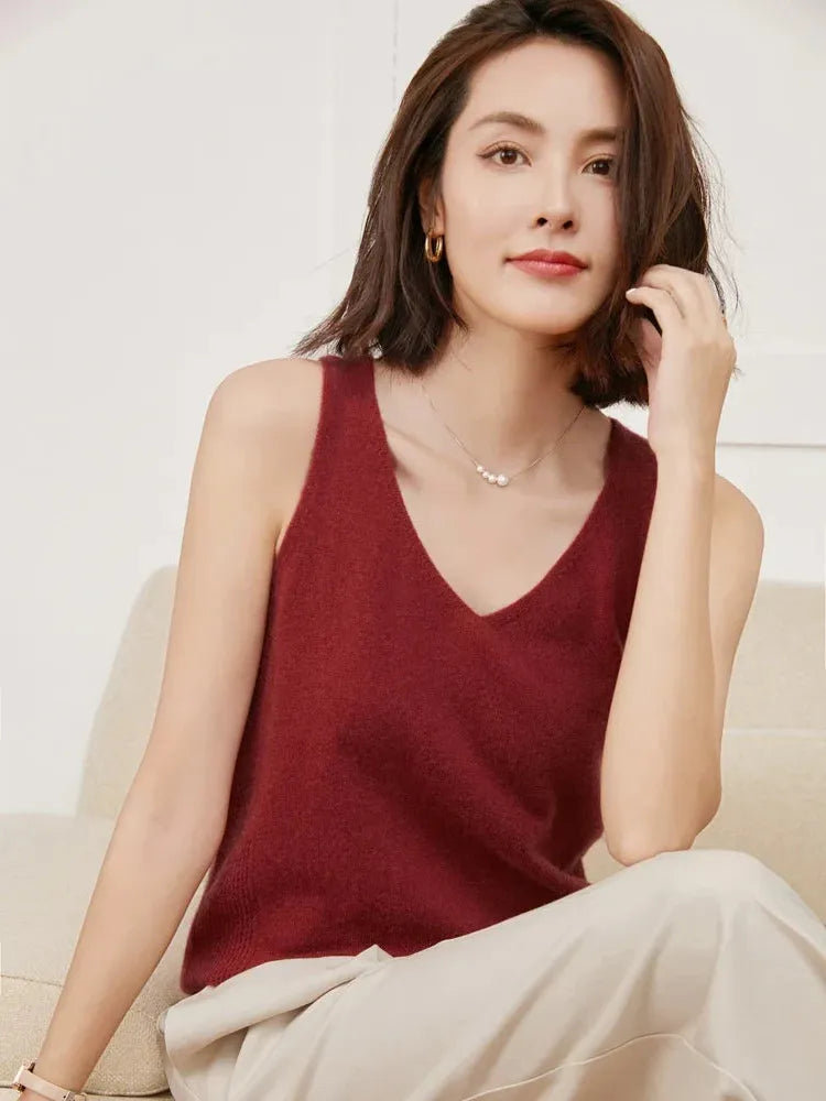 Cashmere V-Neck Sweater for Women - Soft, Lightweight Knit - Perfect for Casual Wear or Layering