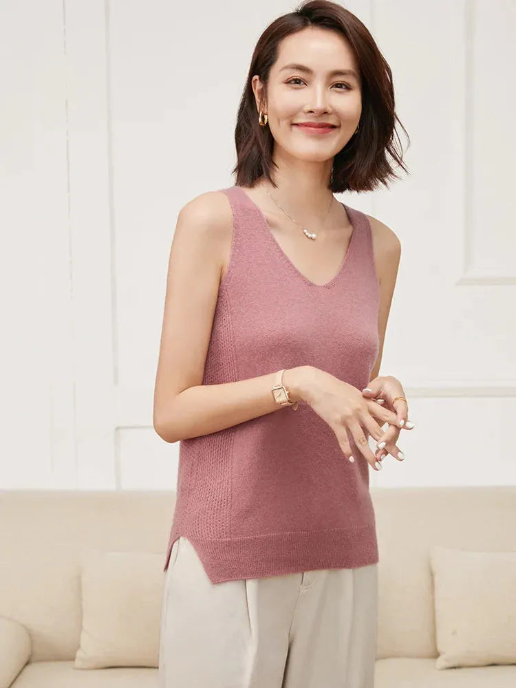 Cashmere V-Neck Sweater for Women - Soft, Lightweight Knit - Perfect for Casual Wear or Layering