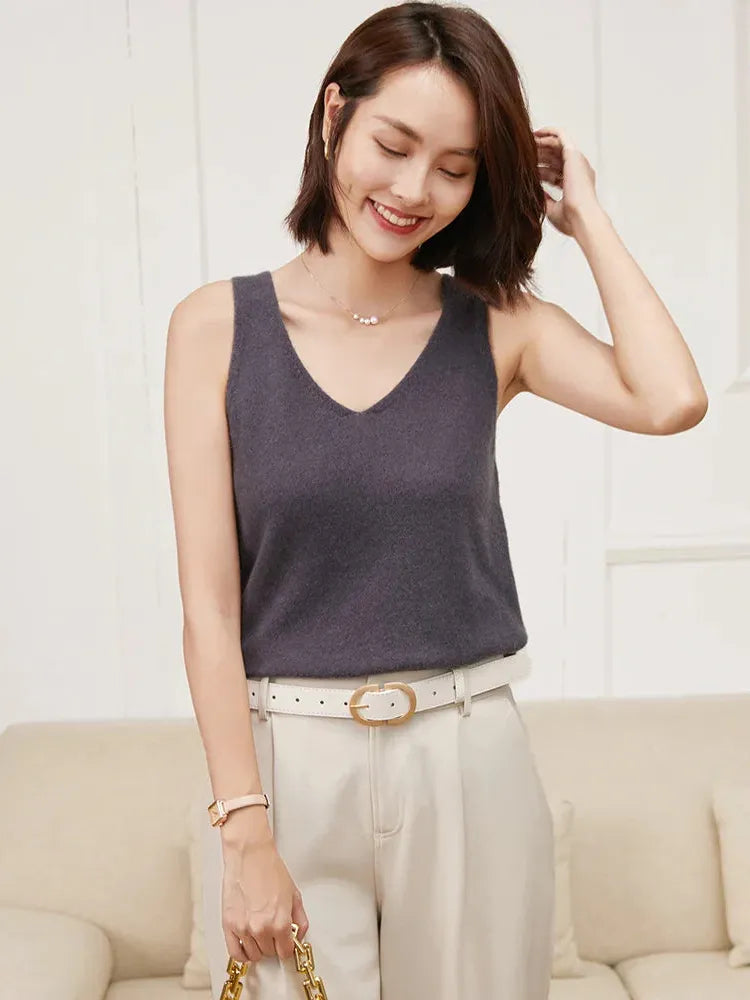 Cashmere V-Neck Sweater for Women - Soft, Lightweight Knit - Perfect for Casual Wear or Layering