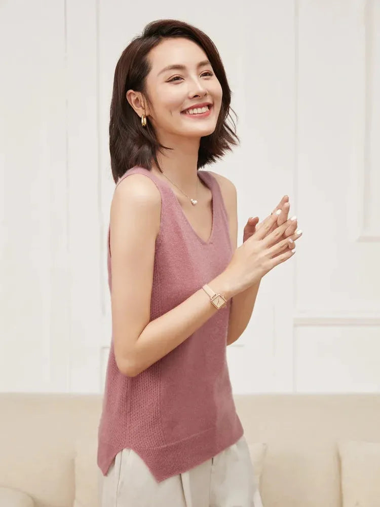 Cashmere V-Neck Sweater for Women - Soft, Lightweight Knit - Perfect for Casual Wear or Layering