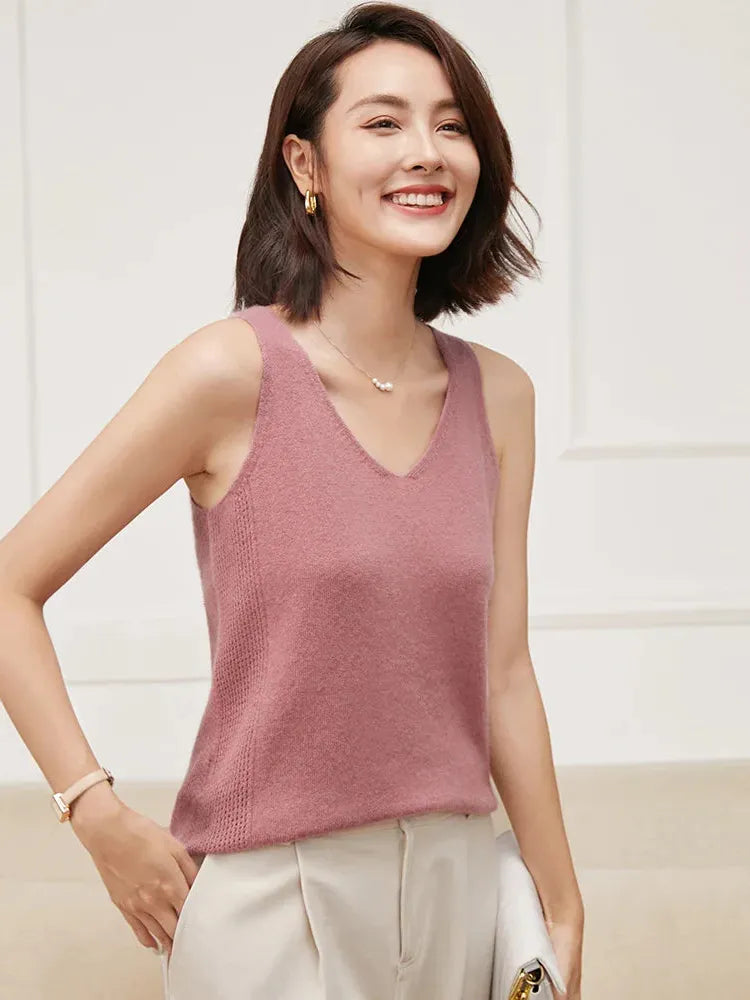 Cashmere V-Neck Sweater for Women - Soft, Lightweight Knit - Perfect for Casual Wear or Layering