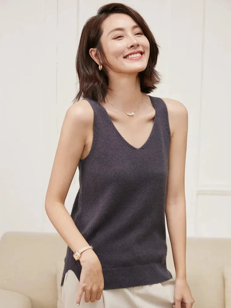 Cashmere V-Neck Sweater for Women - Soft, Lightweight Knit - Perfect for Casual Wear or Layering