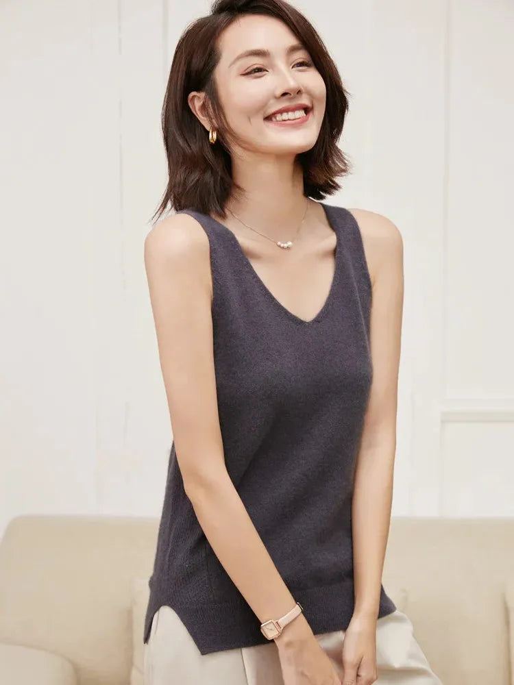 Cashmere V-Neck Sweater for Women - Soft, Lightweight Knit - Perfect for Casual Wear or Layering