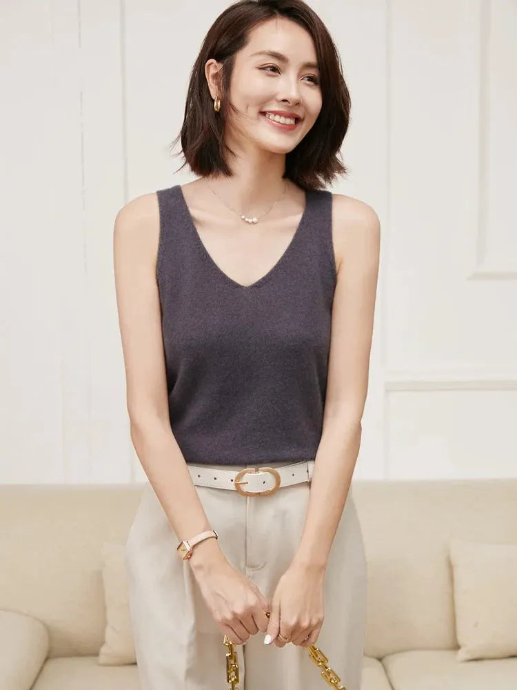 Cashmere V-Neck Sweater for Women - Soft, Lightweight Knit - Perfect for Casual Wear or Layering