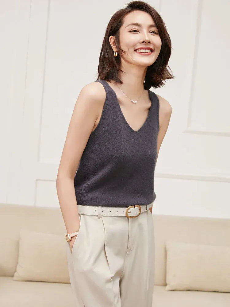 Cashmere V-Neck Sweater for Women - Soft, Lightweight Knit - Perfect for Casual Wear or Layering