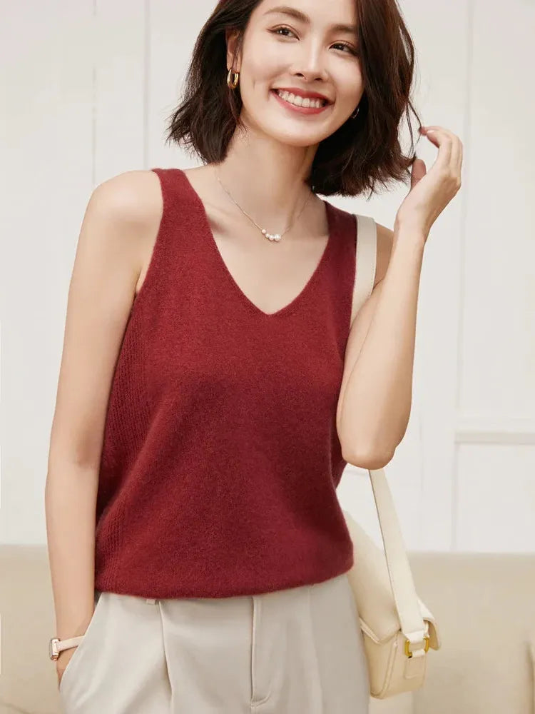 Cashmere V-Neck Sweater for Women - Soft, Lightweight Knit - Perfect for Casual Wear or Layering