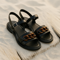 Chain Detail Flat Sandal - Comfortable Casual Footwear for Summer - Versatile Everyday Style