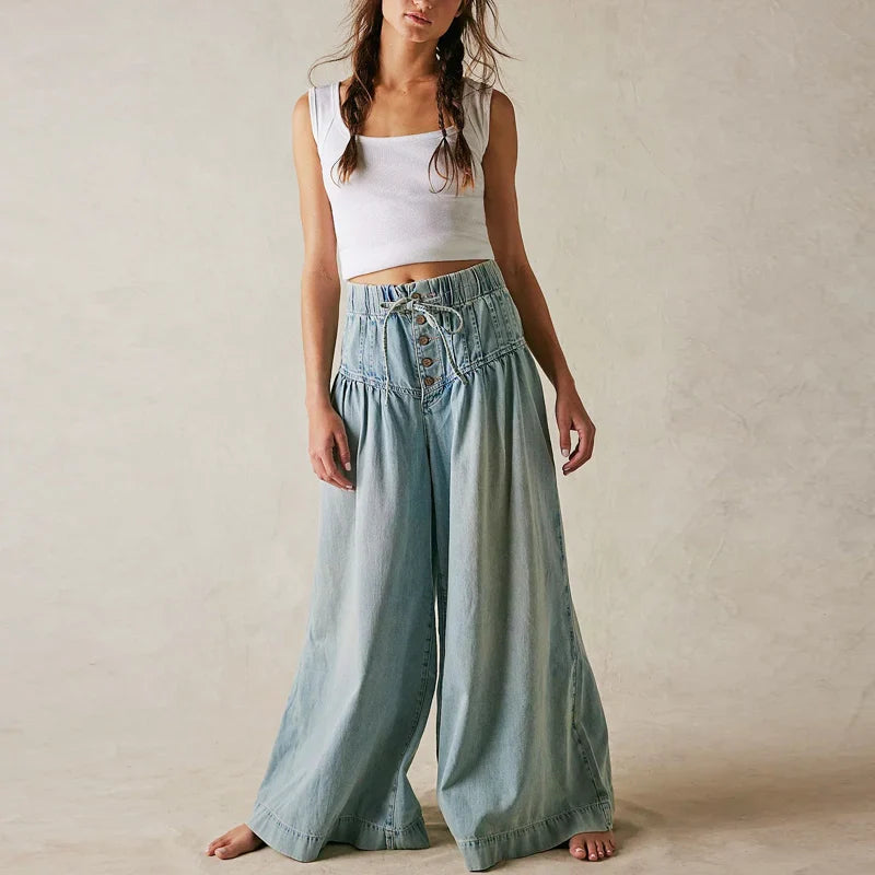 Chambray Pull-On Jeans for Women - Comfortable Stretch Fabric - Casual Everyday Wear - Available in Multiple Sizes