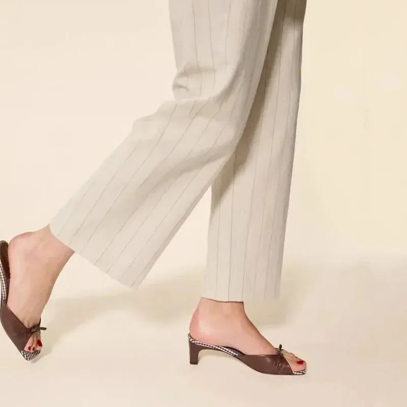 Check-In Heel Mules for Women - Stylish Open-Toe Design - Comfortable Slip-On Footwear for Casual and Dressy Occasions