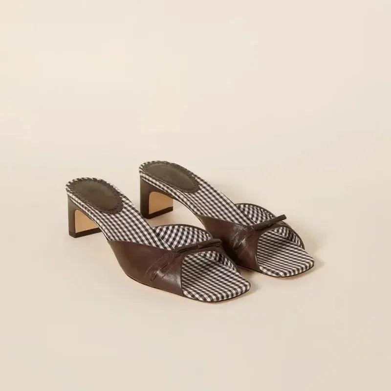 Check-In Heel Mules for Women - Stylish Open-Toe Design - Comfortable Slip-On Footwear for Casual and Dressy Occasions
