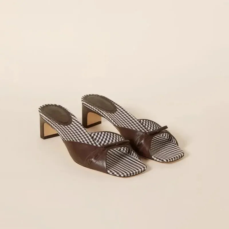 Check-In Heel Mules for Women - Stylish Open-Toe Design - Comfortable Slip-On Footwear for Casual and Dressy Occasions