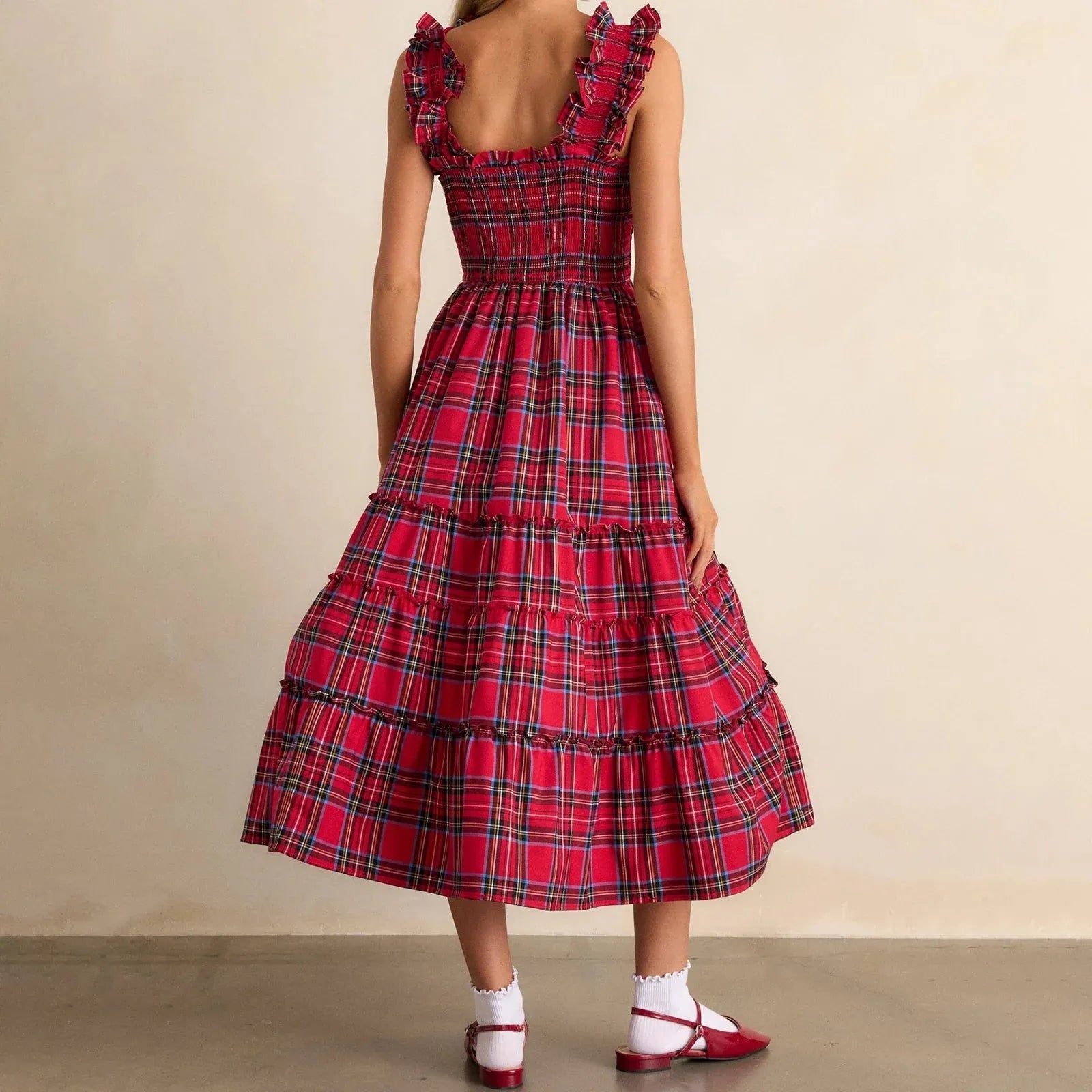 Christmas Maxi Dress for Women - Festive Floral Print, Long Sleeve, Holiday Party Wear, Comfortable Fit