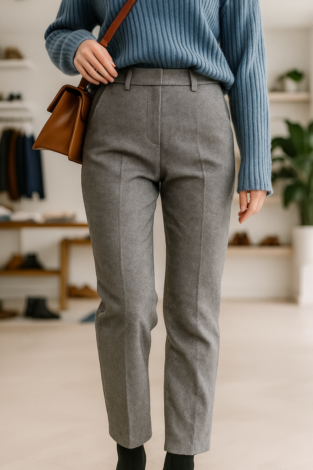 Classic Wool Trousers for Women - Tailored Fit, Versatile Style for Work or Casual Wear