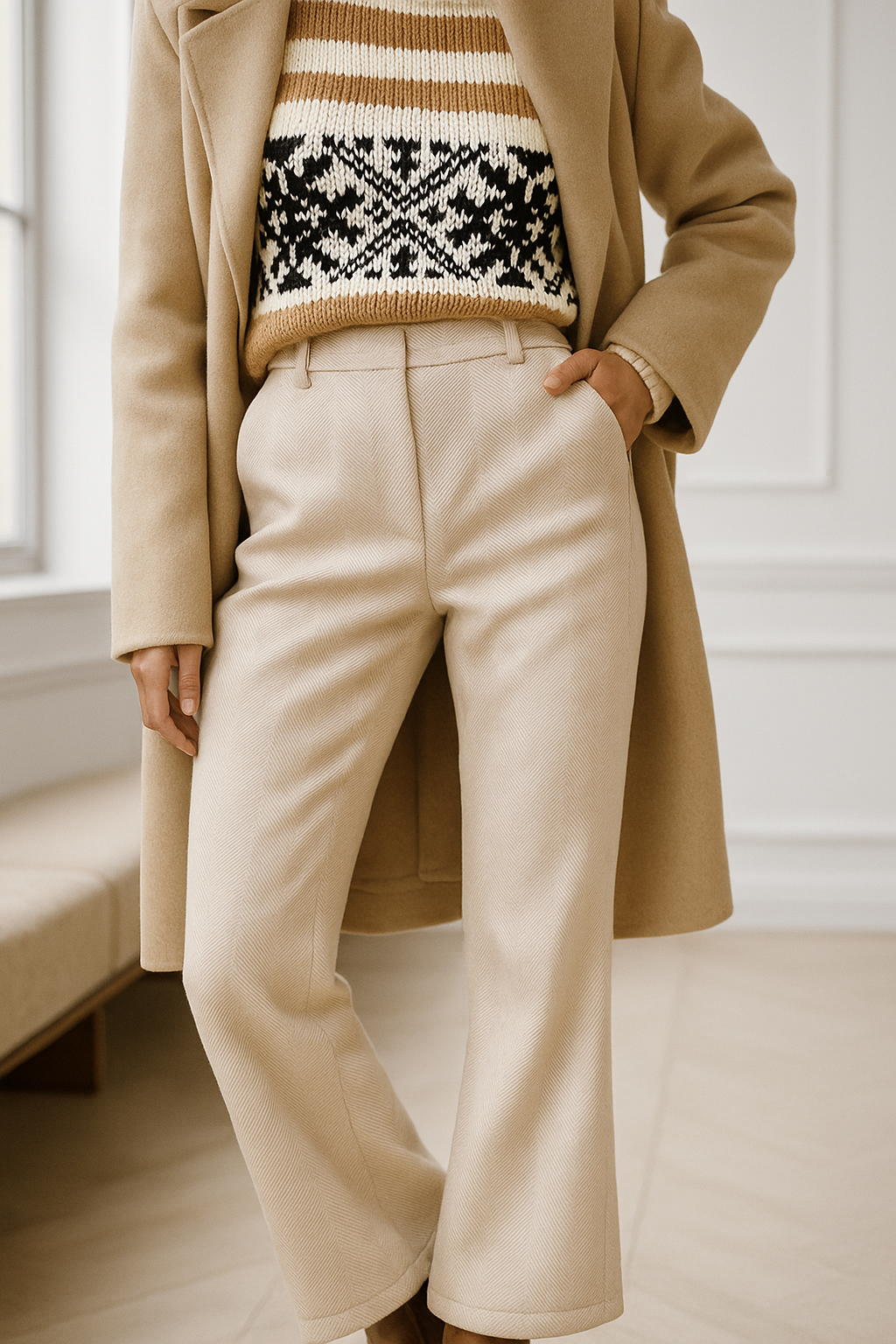 Classic Wool Trousers for Women - Tailored Fit, Versatile Style for Work or Casual Wear
