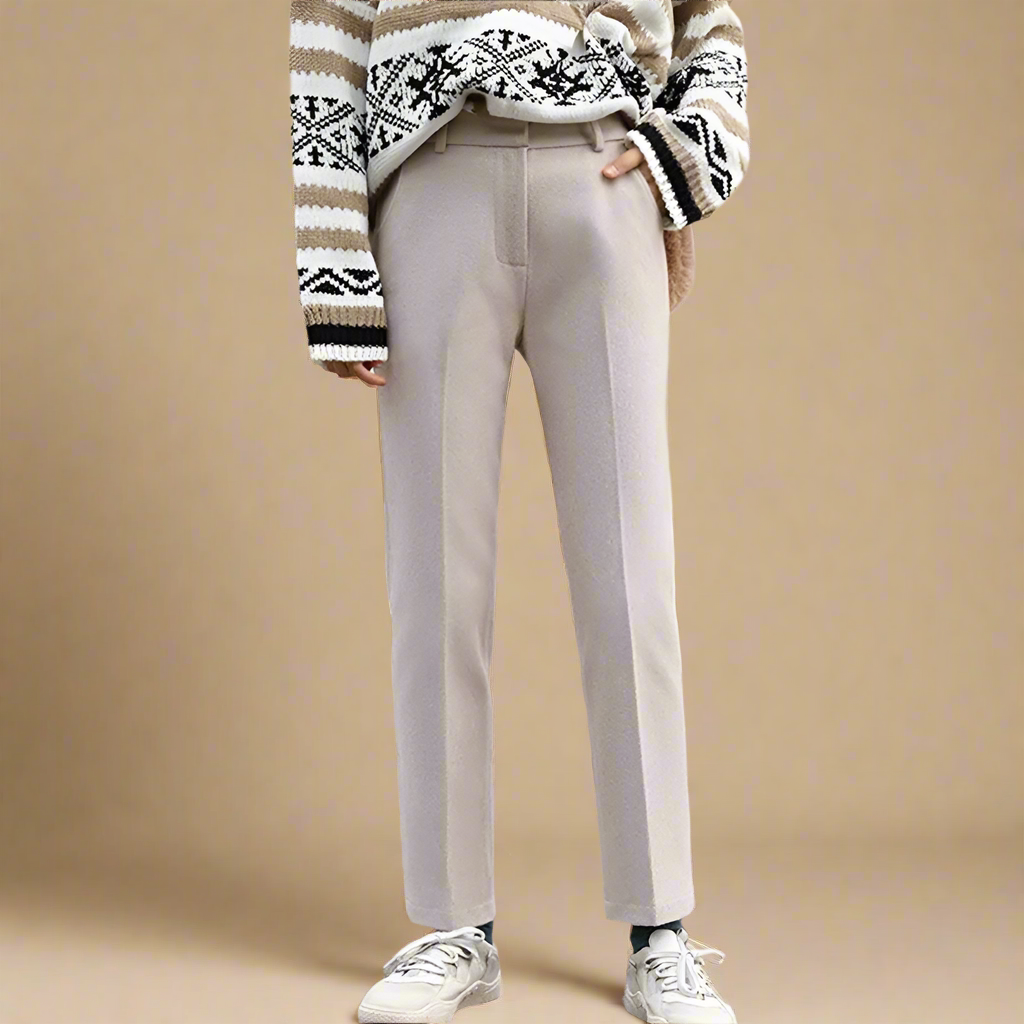 Classic Wool Trousers for Women - Tailored Fit, Versatile Style for Work or Casual Wear