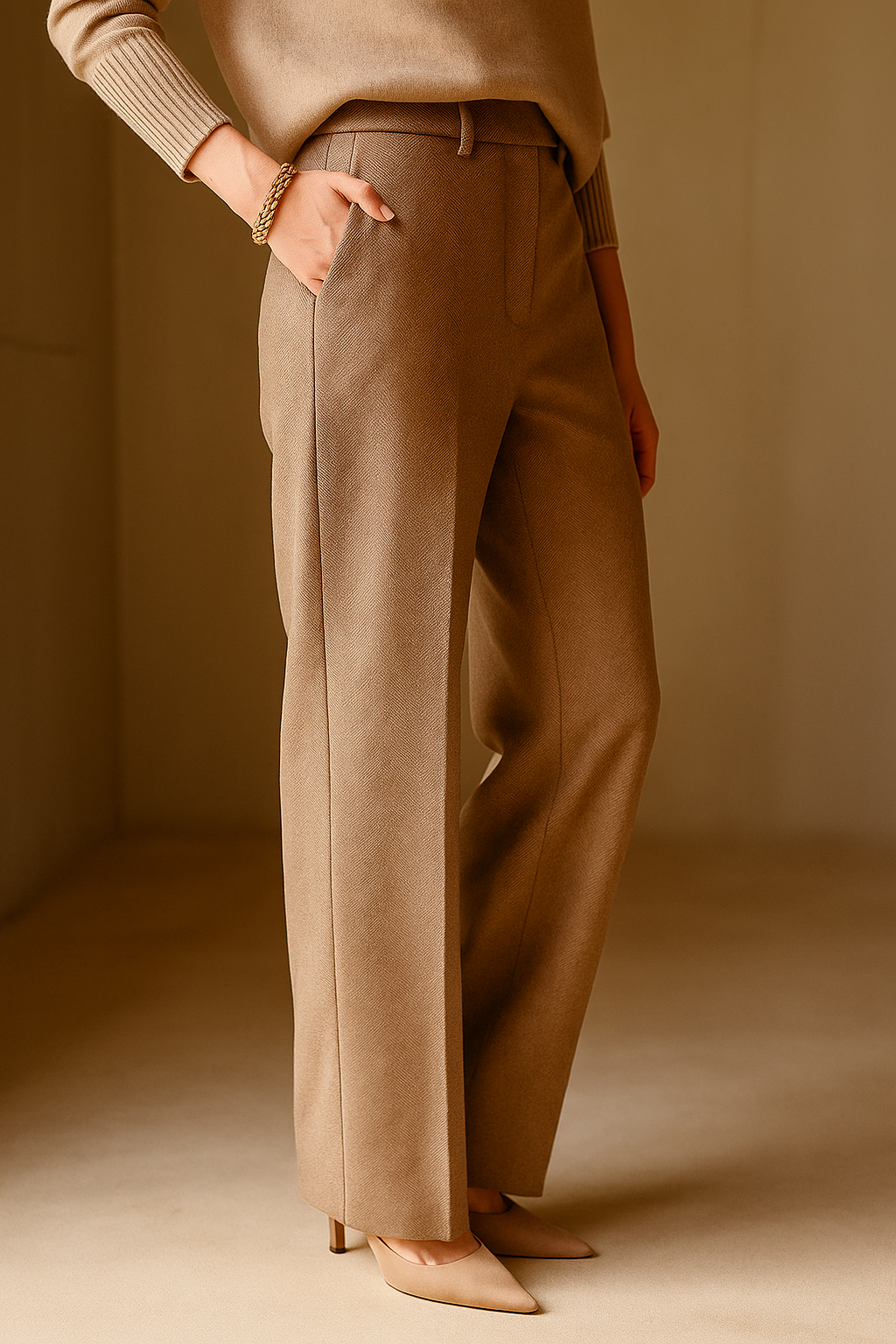 Classic Wool Trousers for Women - Tailored Fit, Versatile Style for Work or Casual Wear