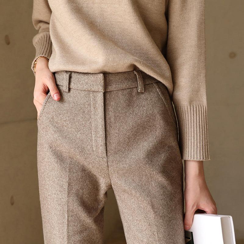 Classic Wool Trousers for Women - Tailored Fit, Versatile Style for Work or Casual Wear