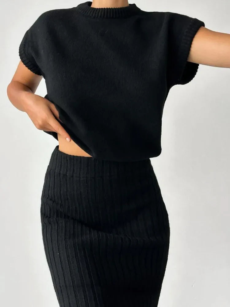 Coastal Ribbed Sleeveless Set - Lightweight Knit Fabric - Casual Summer Outfit for Women