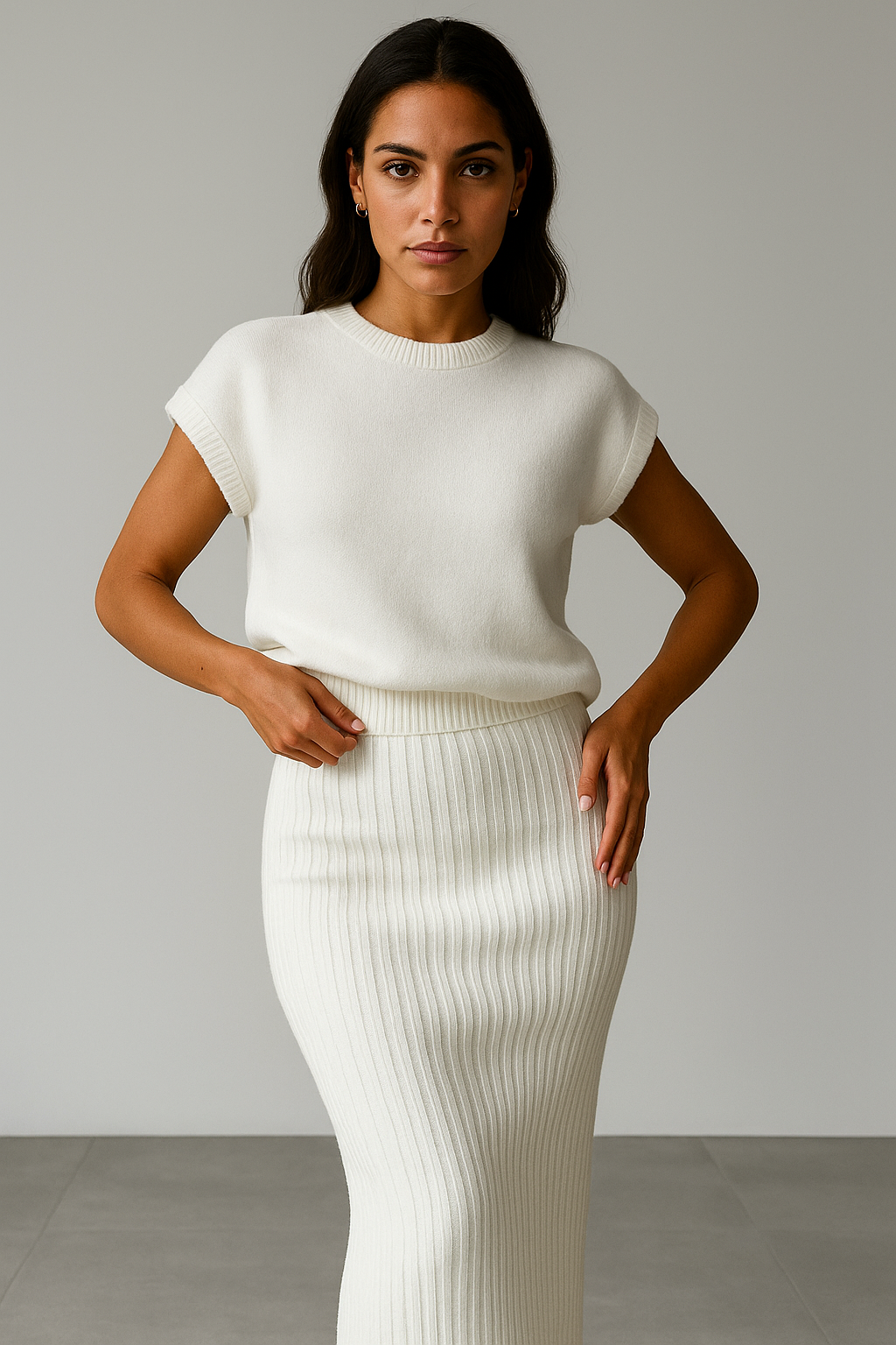 Coastal Ribbed Sleeveless Set - Lightweight Knit Fabric - Casual Summer Outfit for Women