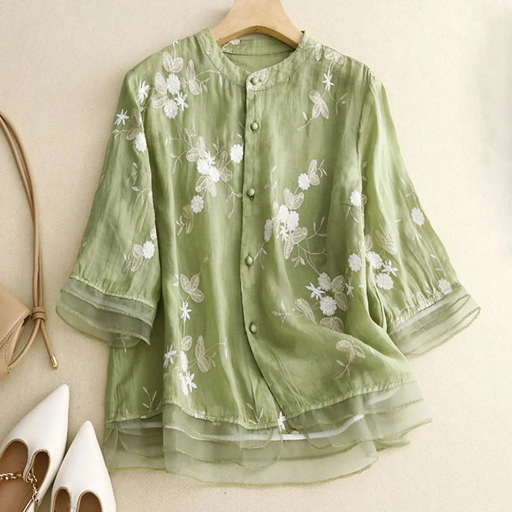 Cotton Blouse for Women - Casual Short Sleeve Top - Lightweight and Breathable - Perfect for Everyday Wear