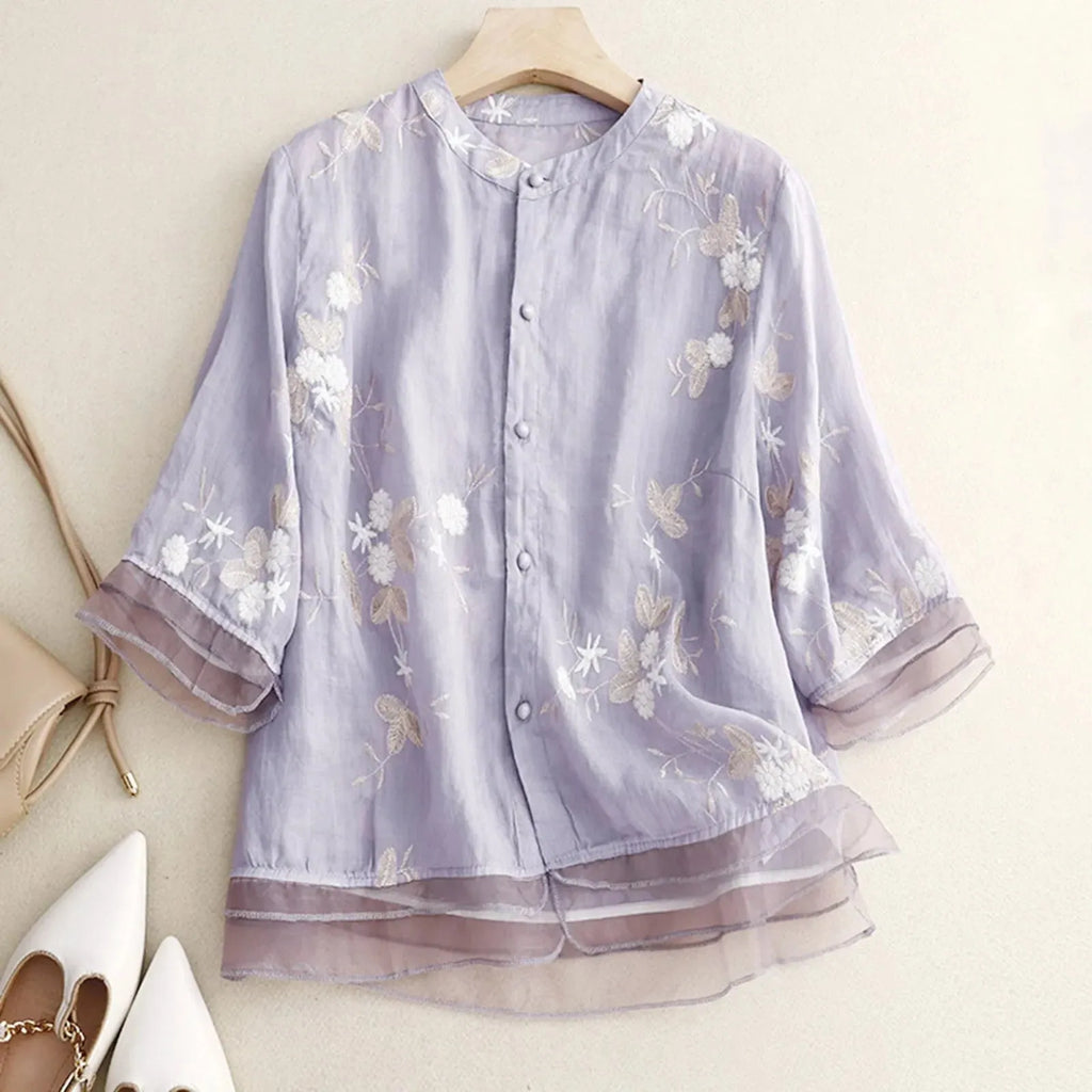 Cotton Blouse for Women - Casual Short Sleeve Top - Lightweight and Breathable - Perfect for Everyday Wear