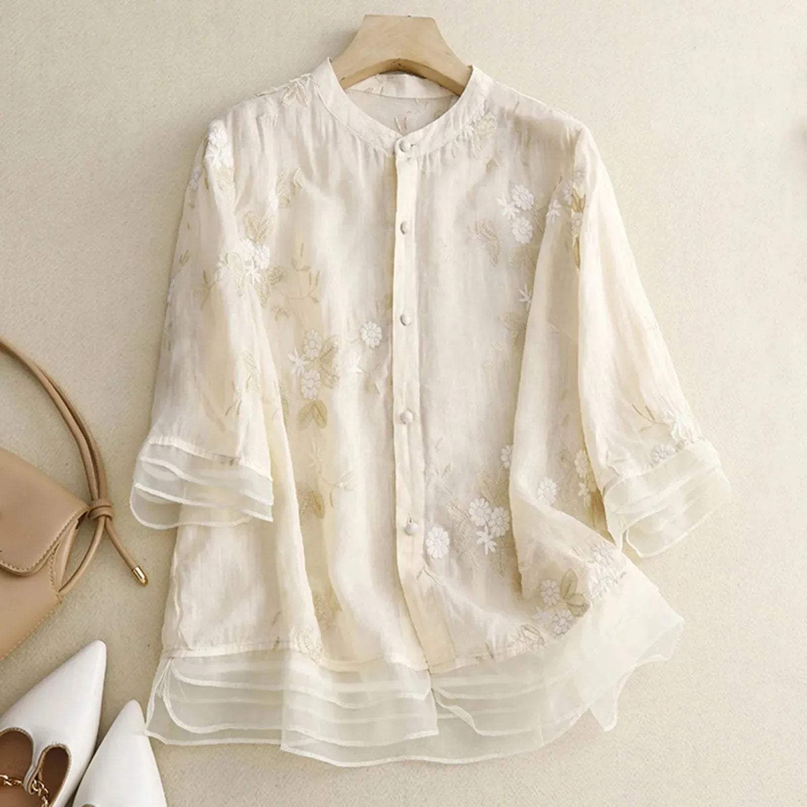 Cotton Blouse for Women - Casual Short Sleeve Top - Lightweight and Breathable - Perfect for Everyday Wear