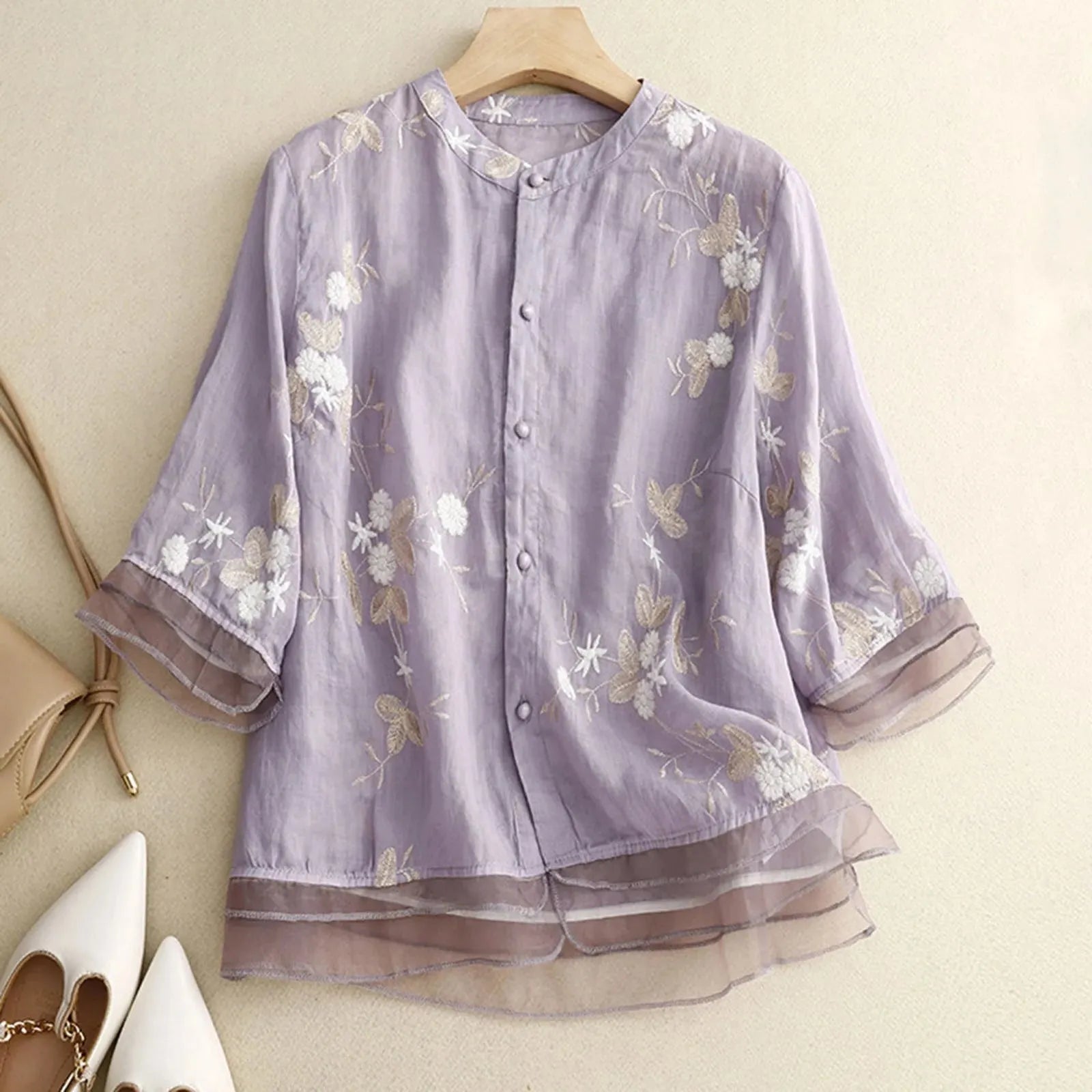 Cotton Blouse for Women - Casual Short Sleeve Top - Lightweight and Breathable - Perfect for Everyday Wear