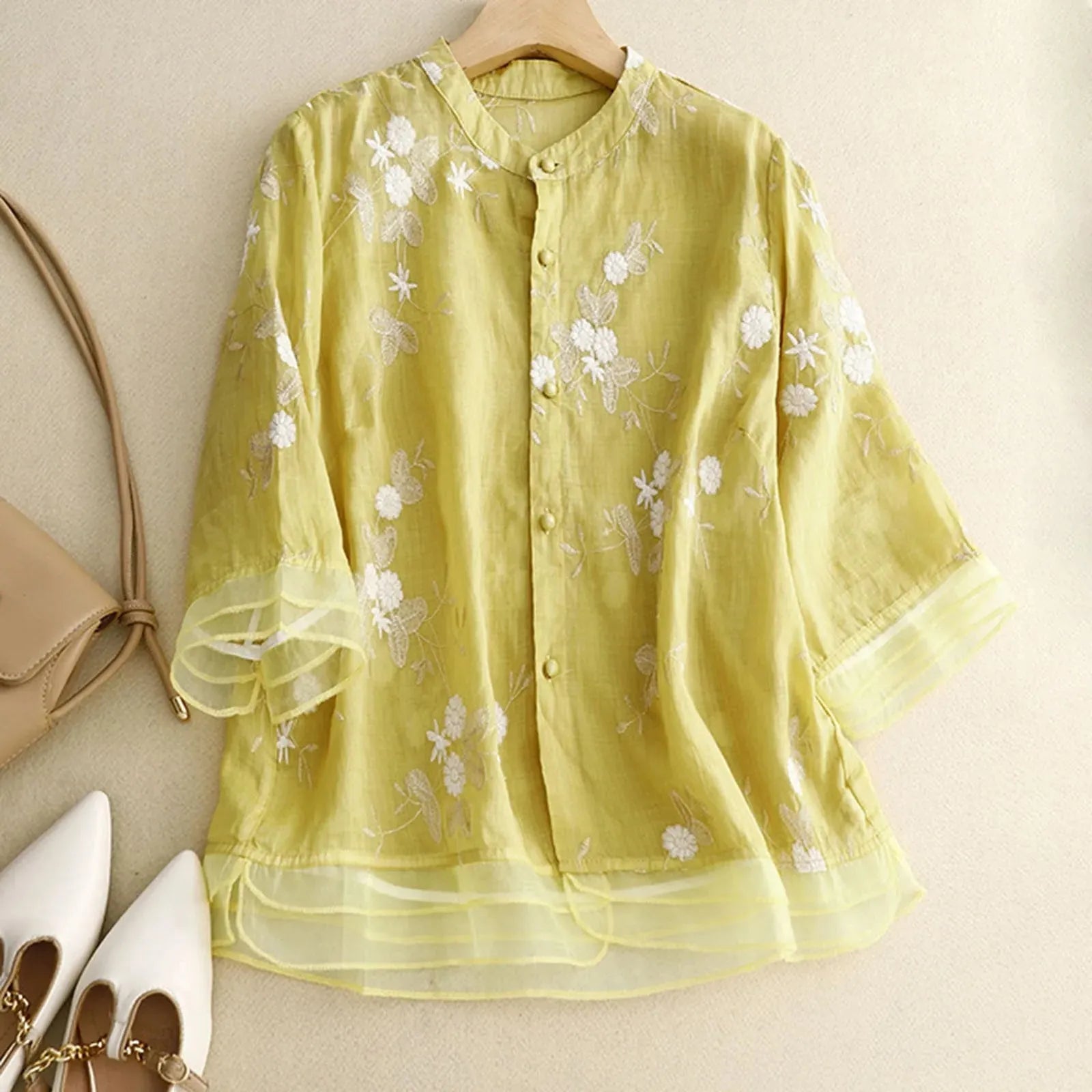 Cotton Blouse for Women - Casual Short Sleeve Top - Lightweight and Breathable - Perfect for Everyday Wear