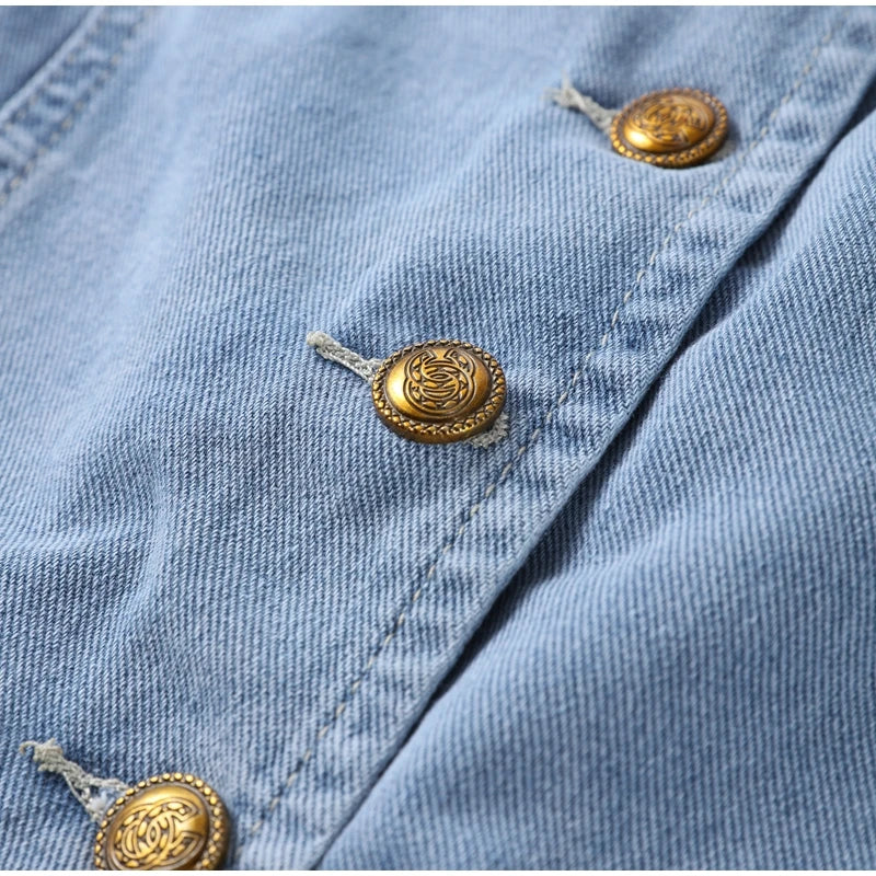 Cotton Denim Two-Piece Set for Women - Casual Outfit with Top and Pants - Versatile Everyday Wear