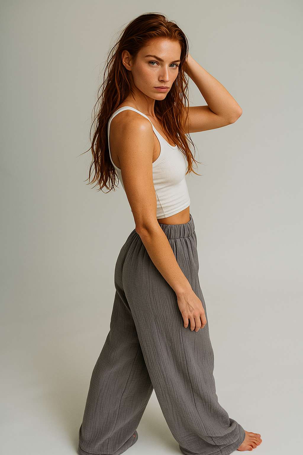 Cotton Lounge Trousers for Women - Comfortable Casual Pants for Relaxation and Home Wear - Soft Fabric, Adjustable Waist