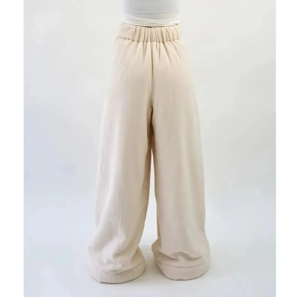 Cotton Lounge Trousers for Women - Comfortable Casual Pants for Relaxation and Home Wear - Soft Fabric, Adjustable Waist