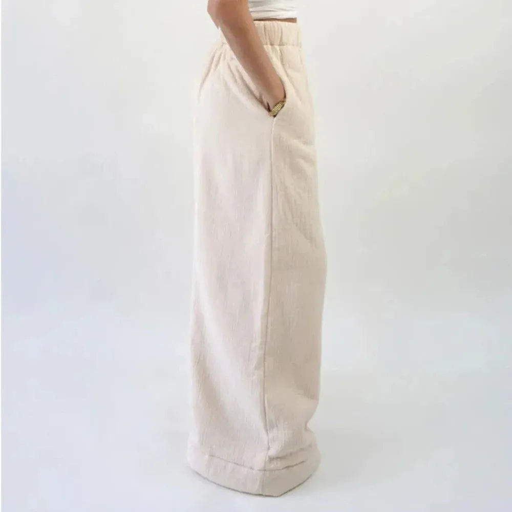 Cotton Lounge Trousers for Women - Comfortable Casual Pants for Relaxation and Home Wear - Soft Fabric, Adjustable Waist