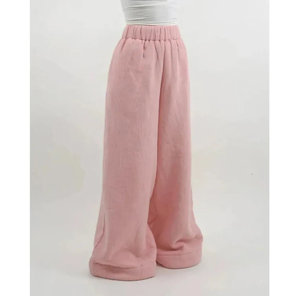 Cotton Lounge Trousers for Women - Comfortable Casual Pants for Relaxation and Home Wear - Soft Fabric, Adjustable Waist