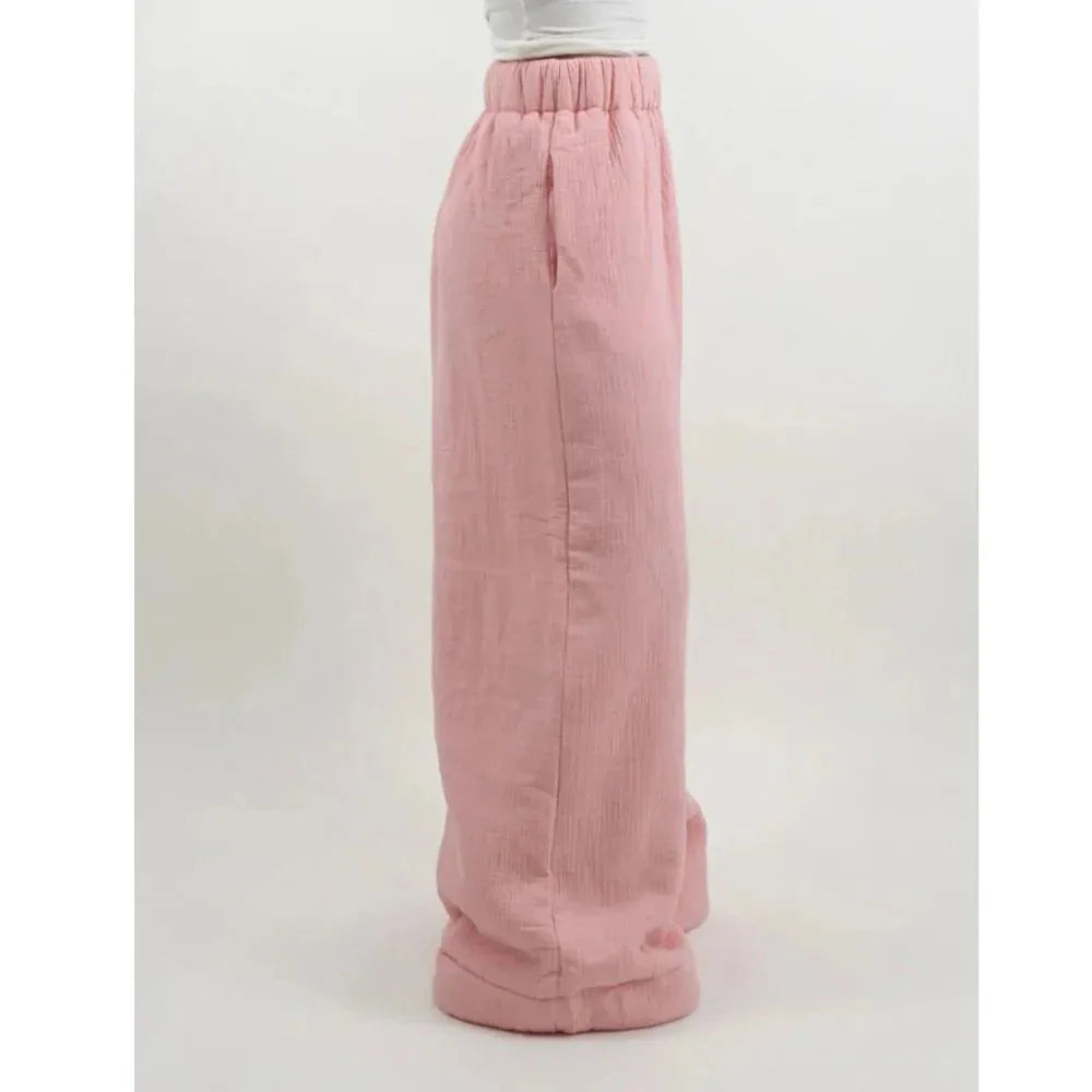 Cotton Lounge Trousers for Women - Comfortable Casual Pants for Relaxation and Home Wear - Soft Fabric, Adjustable Waist