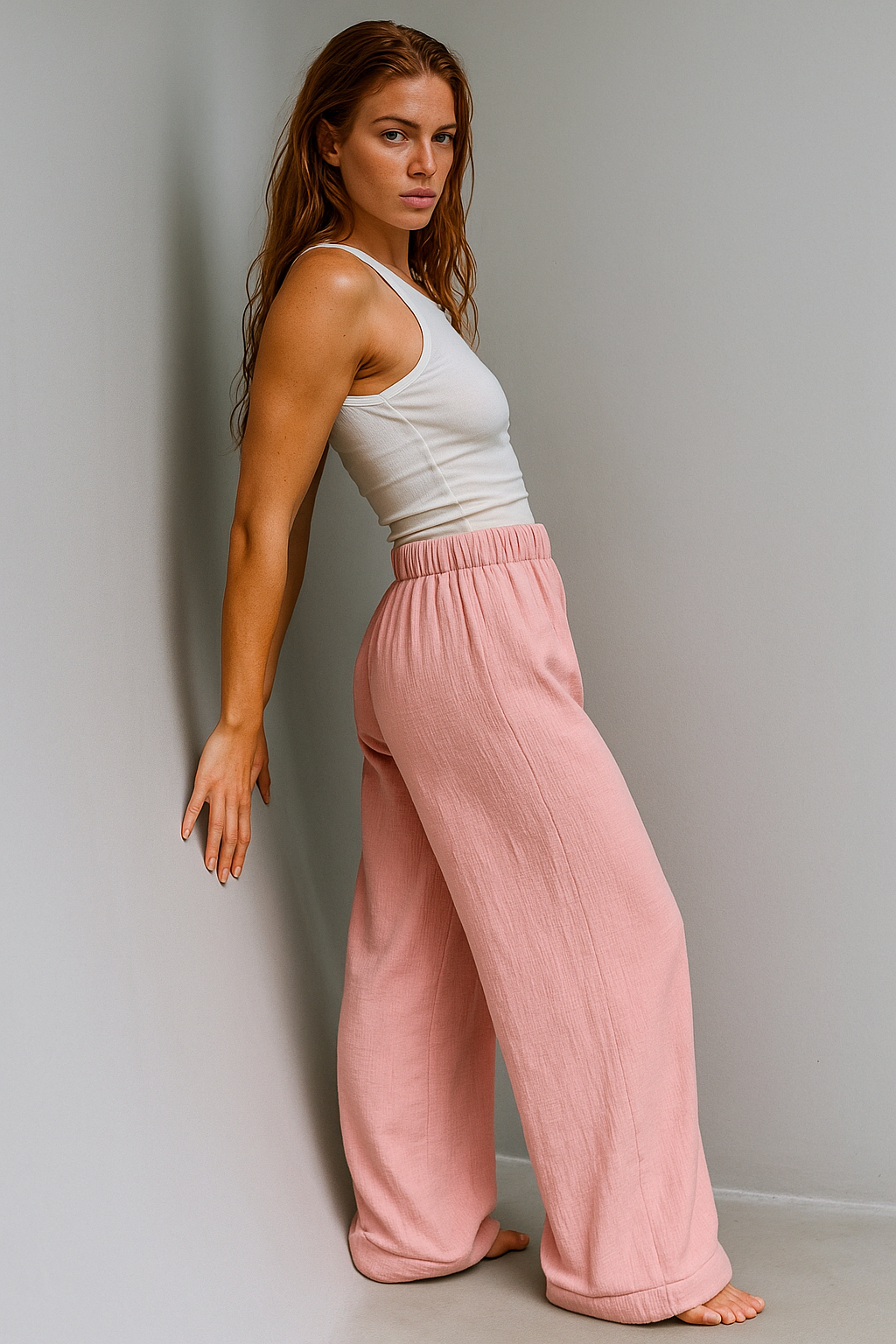 Cotton Lounge Trousers for Women - Comfortable Casual Pants for Relaxation and Home Wear - Soft Fabric, Adjustable Waist