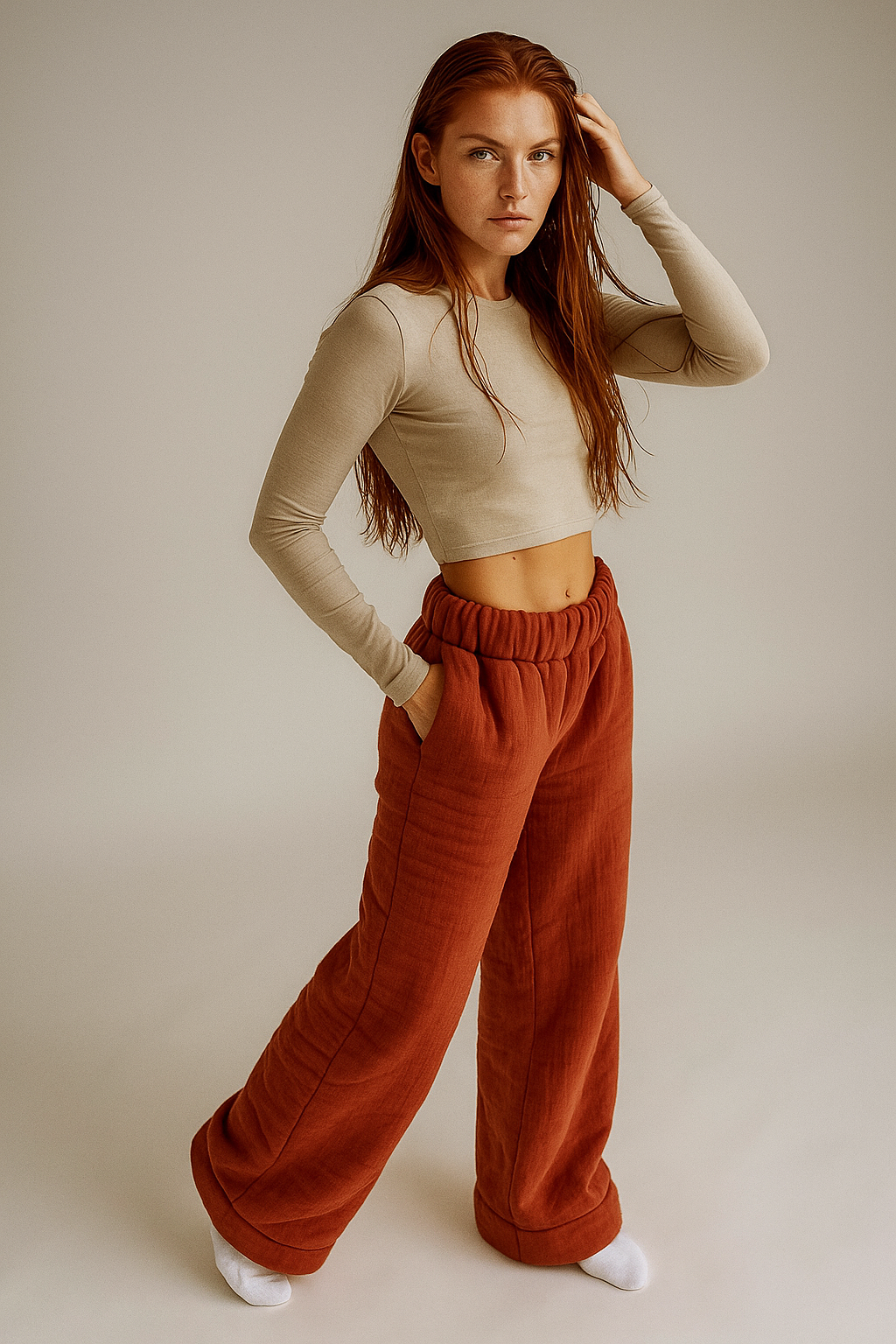 Cotton Lounge Trousers for Women - Comfortable Casual Pants for Relaxation and Home Wear - Soft Fabric, Adjustable Waist