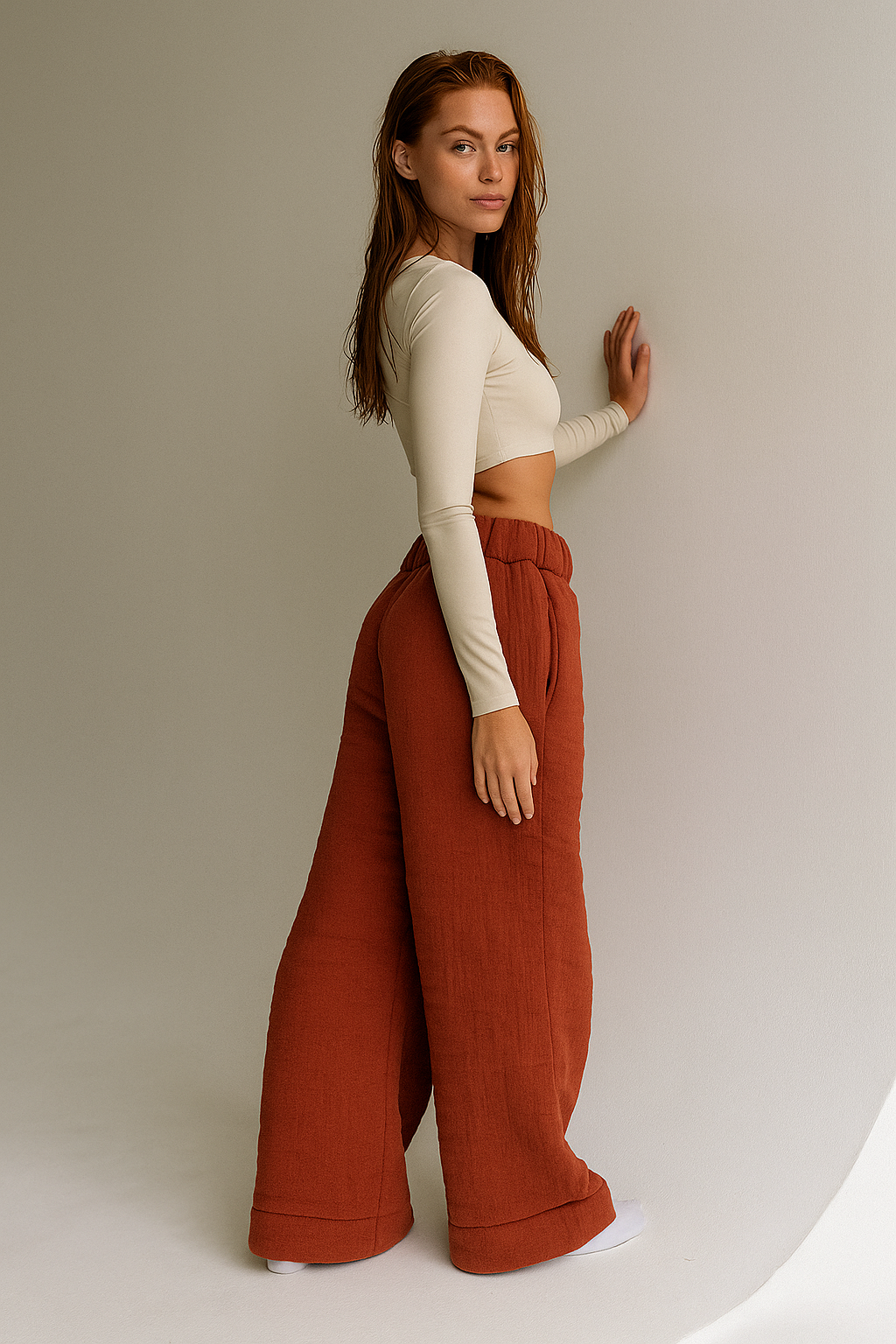 Cotton Lounge Trousers for Women - Comfortable Casual Pants for Relaxation and Home Wear - Soft Fabric, Adjustable Waist