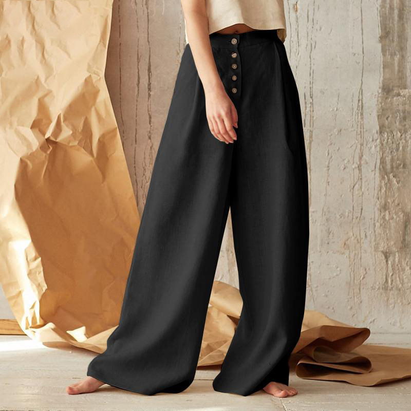 Cotton Wide-Leg Pants for Women | Comfortable Casual Trousers | Versatile Everyday Wear