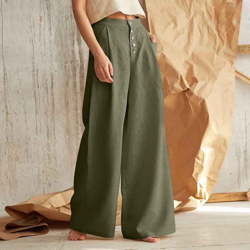 Cotton Wide-Leg Pants for Women | Comfortable Casual Trousers | Versatile Everyday Wear