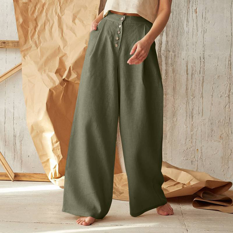 Cotton Wide-Leg Pants for Women | Comfortable Casual Trousers | Versatile Everyday Wear